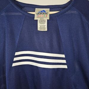 Vintage Adidas Football Practice Jersey 90s Men's Size‎ XL Blue 3-Stripes Mesh